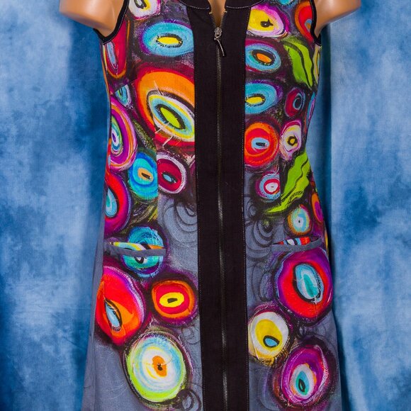Simply Art Dolcezza Multicolor FrontZip Dress Size XS - Picture 2 of 2